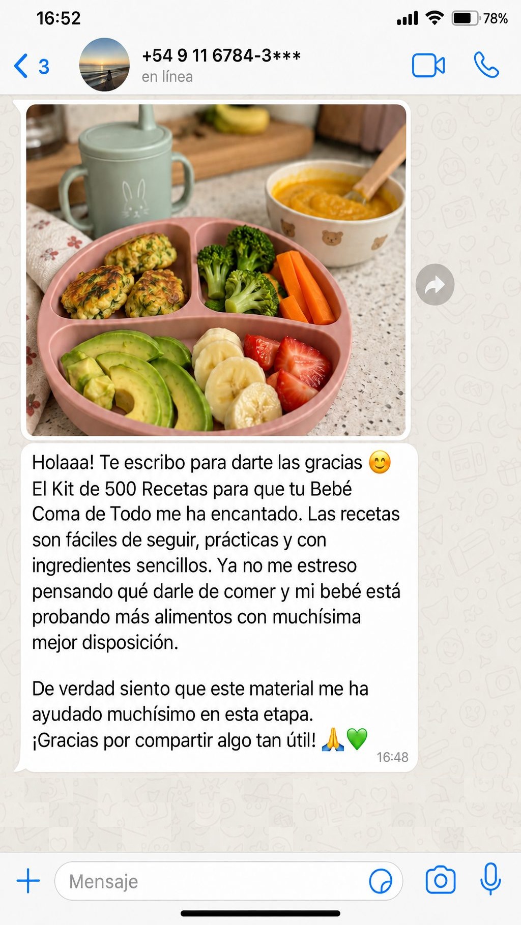 Captura de un mensaje real de una compradora del kit (4 de 4)